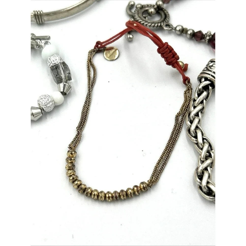 Lot of 10 bracelets Chain stretch Beaded Silver tone Several Vintage - Picture 11 of 13
